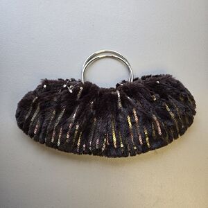 Analie Brown Faux Fur Sequin Women's Handbag Bag